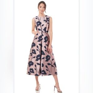 Kay Unger NY Coty Floral Crop Wide Leg Jumpsuit 12 A1